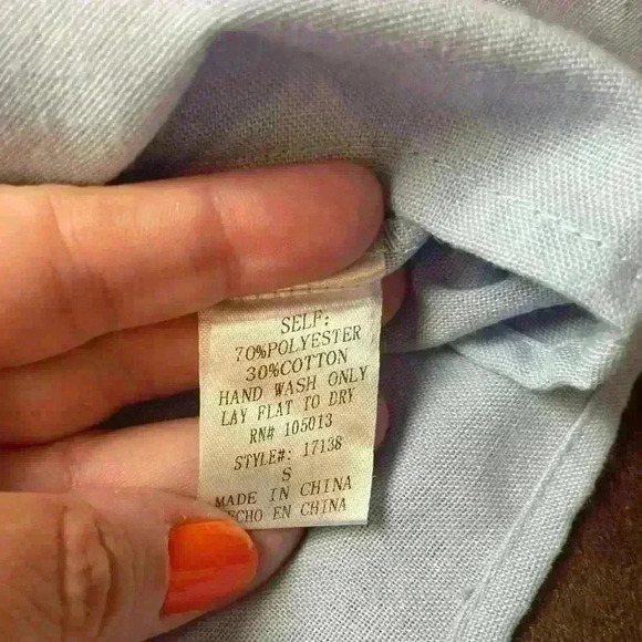 Savanna Jane Blue Floral Embroidered Babydoll Tank with Tie Knot Shoulder Small - Picture 5 of 9